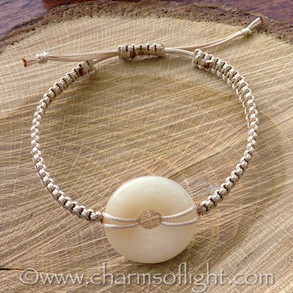Aragonite Donut Macrame Bracelet